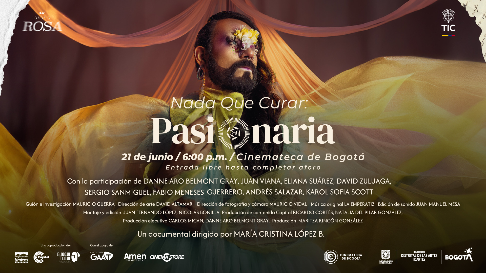 Premier nacional del documental “Nada que curar: Pasionaria, una historia que florece” en la Cinemateca de Bogotá